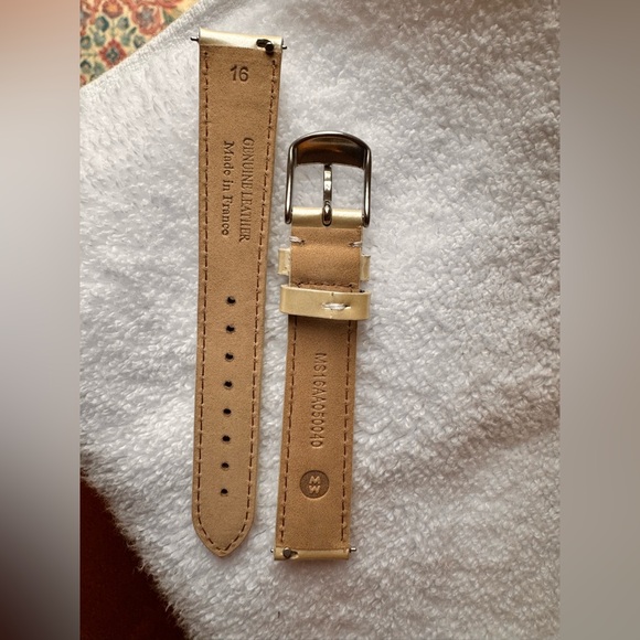 MICHELE 16mm watch band. Beige/cream gloss - genuine leather. Made in France. - Picture 4 of 4